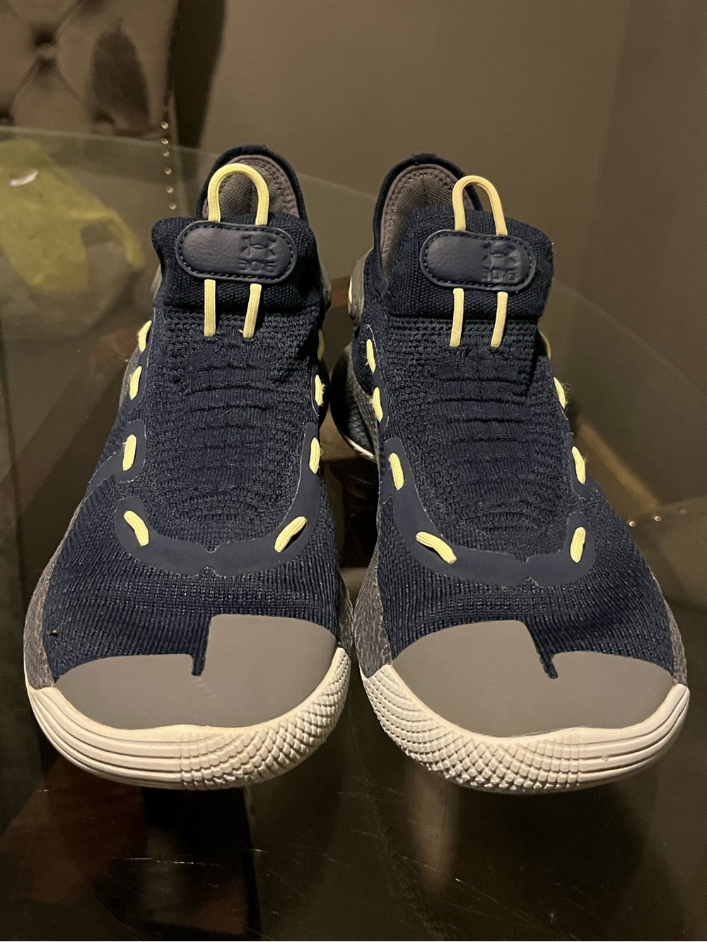 Under Armour Navy and Light Blue Athletic Shoe Interior - Size 7Y